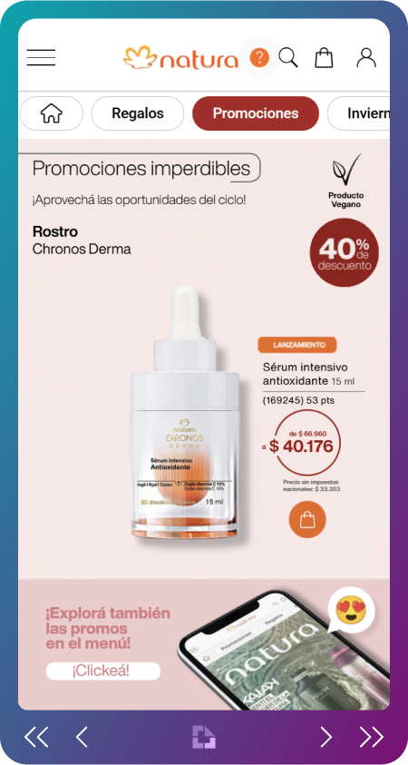 Application web optimisée pour mobile affichant un catalogue interactif au design responsive.

