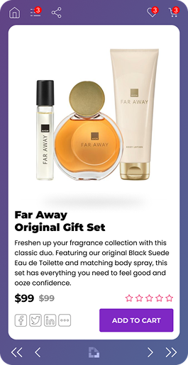 Application web responsive pour un catalogue numérique, avec un carrousel de produits optimisé pour mobile.