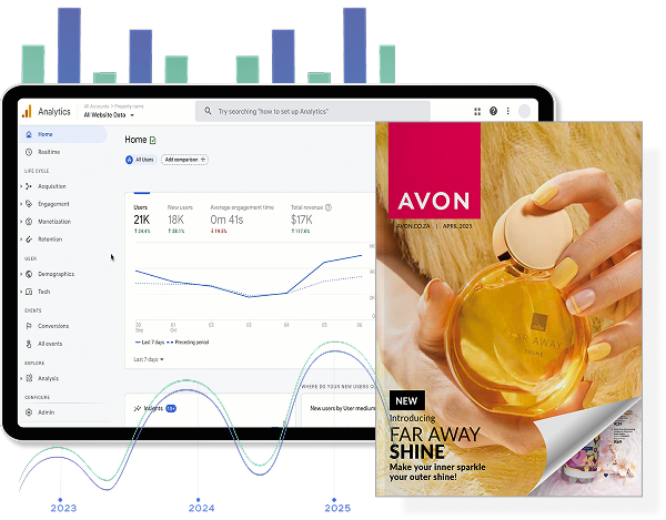 Catalogue numérique avec analyses intégrées, comprenant graphiques, statistiques et données de suivi.